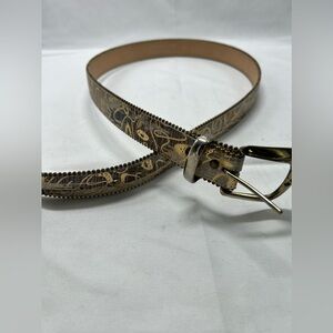 Designer Brown and Gold Patterned Belt